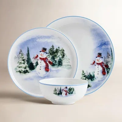 Mikasa Snowman Forest 12-piece Lightweight Chip-resistant Bone China Dinnerware Set, Service For 4 In Multicolor