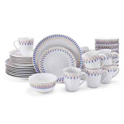 Mikasa Starburst Blue 32-piece Porcelain Dinnerware Set, Service For 8 In Gray