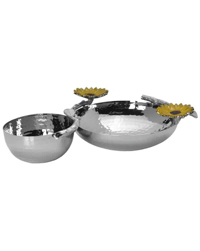 Mikasa Sunflower Stainless Steel Chip And Dip In Silver