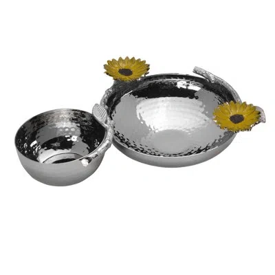 Mikasa Sunflower Stainless Steel Chip And Dip In Yellow;silver