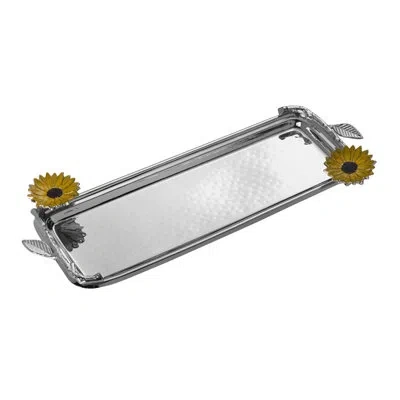 Mikasa Sunflower Stainless Steel Long Serving Tray In Yellow;silver