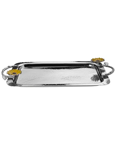 Mikasa Sunflower Stainless Steel Rectangular Serving Tray In Silver