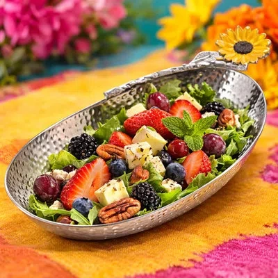 Mikasa Sunflower Stainless Steel Serving Bowl In Yellow;silver