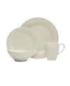 Mikasa Swirl 16 Piece Dinnerware Set, Service For 4 In White