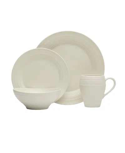 Mikasa Swirl 16 Piece Dinnerware Set, Service For 4 In White
