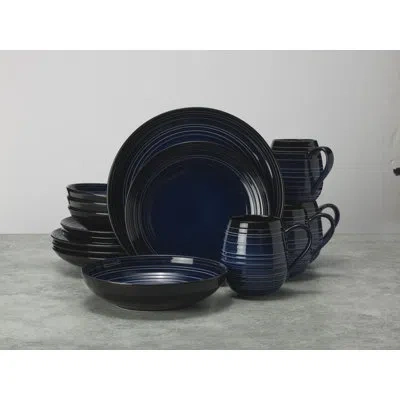 Mikasa Swirl Coupe 16-piece Dinnerware Set, Service For 4 In Ombre Cobalt