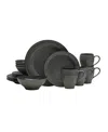 Mikasa Swirl Graphite 16 Piece Dinnerware Set, Service For 4 In Gray