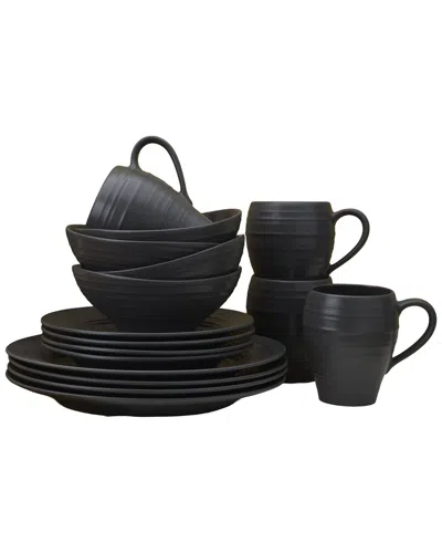 Mikasa Swirl Graphite 16pc Dinnerware Set In Black