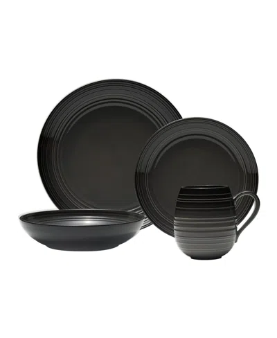 Mikasa Swirl Graphite Coupe 4 Piece Place Setting In Gray