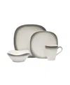 Mikasa Swirl Graphite Square 4 Piece Place Setting In Gray