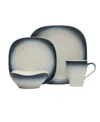 Mikasa Swirl Square 16 Piece Dinnerware Set, Service For 4 In Blue