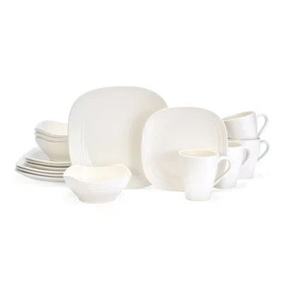 Mikasa Swirl Square 16-piece Dinnerware Set, Service For 4 In White