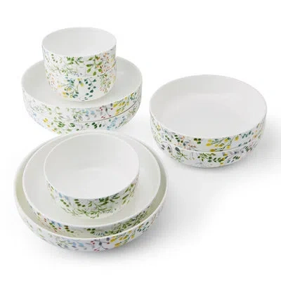 Mikasa Tivoli Garden 9-piece Bone China Dinnerware Bowl Set, Service For 3 In White