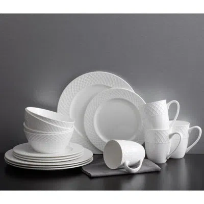 Mikasa Trellis 16-piece Lightweight Chip-resistant Bone China Dinnerware Set, Service For 4 In White