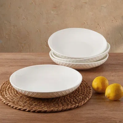 Mikasa Trellis 9 In. Bone China Pasta Bowls In White