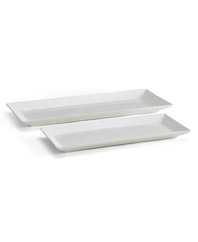 Mikasa Trellis Bone China Bread Tray Set Of 2 In White