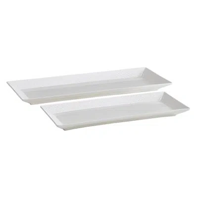 Mikasa Trellis Chip Resistant Bone China Serving Platters In White