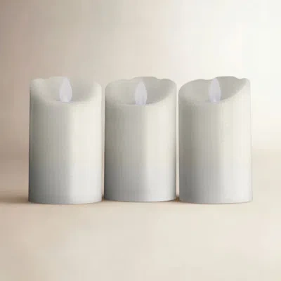 Mikasa Wavy Top Led Unscented Wax Flickering Led Pillar Candles In White