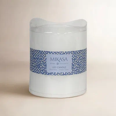 Mikasa Wavy Top Led Unscented Wax Flickering Led Pillar Candles In White