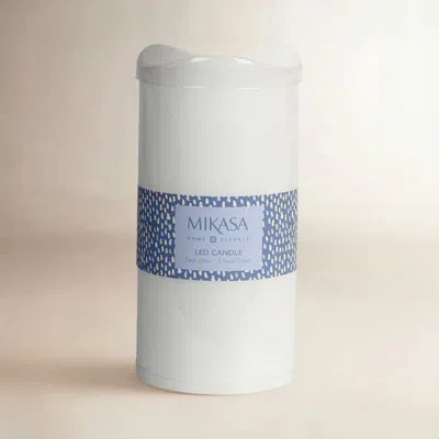 Mikasa Wavy Top Led Unscented Wax Flickering Led Pillar Candles In White