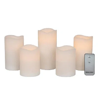 Mikasa Wavy Top Led Unscented Wax Pillar Led Candles In White