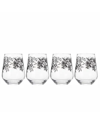 Mikasa Windsor Rose Stemless Wine Glasses, Set Of 4 In Transparent