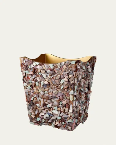 Mike & Ally Mojave Scalloped Wastebasket + Liner In Multi
