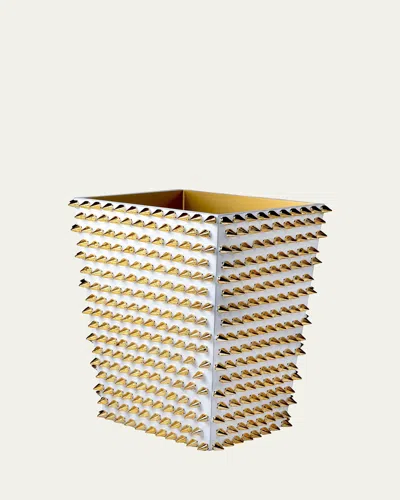 Mike & Ally Quill Wastebasket And Liner In White