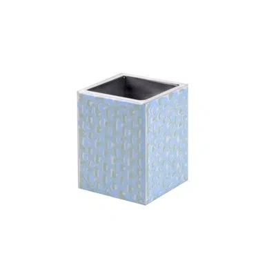 Mike & Ally Atlantic Pastel Brush Holder – Luxury Hand-enameled Venetian Toothbrush & Makeup Organizer In Blue