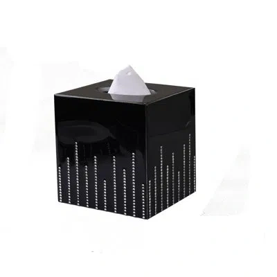 Mike & Ally Cher Black Tissue Box Cover – Square Modern Luxury Black Acrylic Cube Tissue Holder