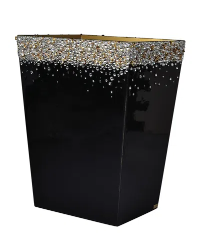 Mike & Ally Duchess Wastebasket & Liner In Black/gold