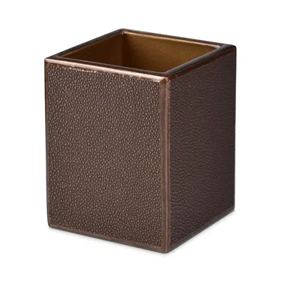 Mike And Ally Faux Shagreen Bronze Brush Holder In Brown