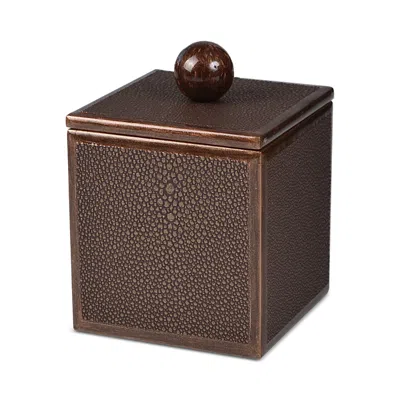 Mike And Ally Faux Shagreen Bronze Container In Brown