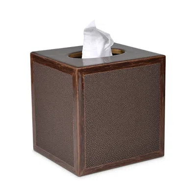Mike And Ally Faux Shagreen Bronze Tissue Box In Brown