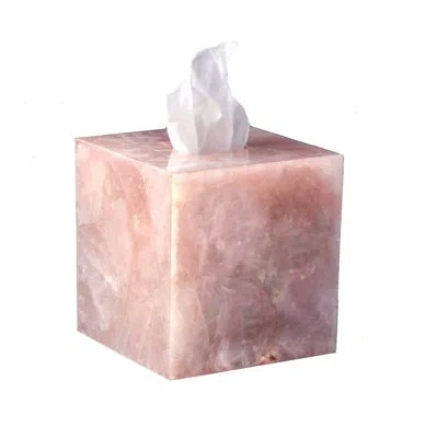 Mike & Ally Gemstone Rose Quartz Tissue Box Cover – Square Natural Gemstone Boutique Tissue Holder In Multi