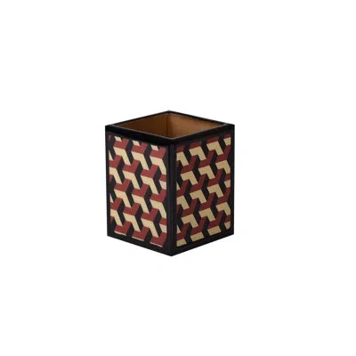 Mike & Ally Geo Brush Holder In Brown