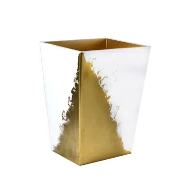 Mike & Ally Hand-enamel Open Waste Basket - 3 Gallons In White;gold;pure