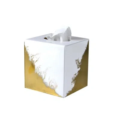 Mike & Ally Lava Tissue Box Cover In Gold;pure