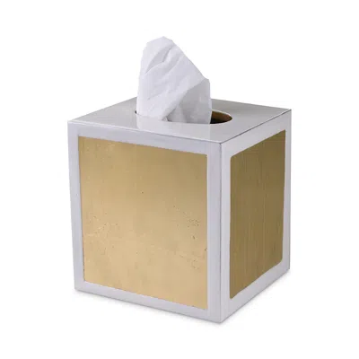 Mike And Ally Savoy Gold Leaf Tissue Box In White