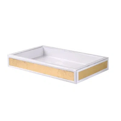 Mike & Ally Savoy Gold Leaf Vanity Tray – Hand-crafted Gold Leaf Countertop Organizer Tray In Brown