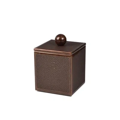 Mike & Ally Shagreen Bronze Container – Luxury Faux Shagreen Bathroom Canister & Storage Jar In Brown