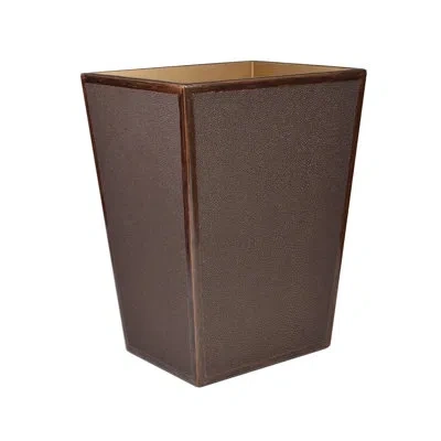 Mike & Ally Shagreen Wastebasket With Liner – Luxury Faux Shagreen Leather Bathroom Trash Can In Brown