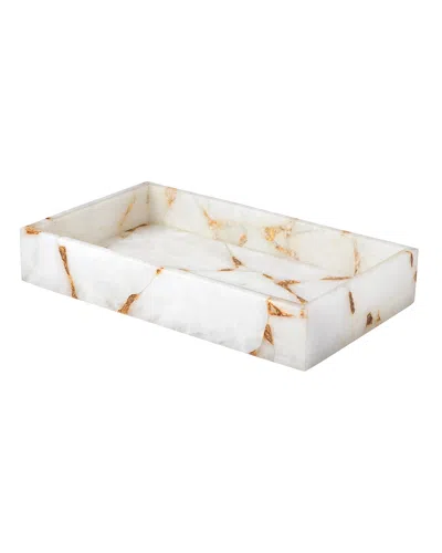 Mike & Ally Taj Leaf Small Tray Guest Towel Holder In White/gold