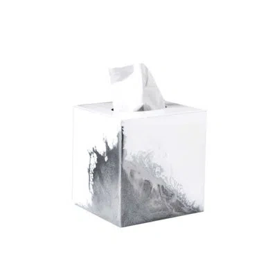 Mike & Ally Tissue Box Cover In Silver;pure