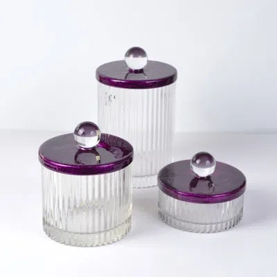 Mike & Ally Vanity Amenities Jars Set Of 3 In Amethyst