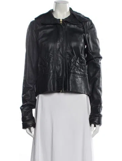 Pre-owned Mike & Chris Leather Biker Jacket In Black