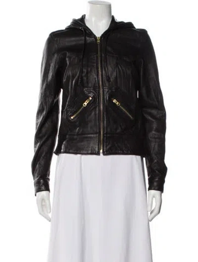 Pre-owned Mike & Chris Leather Biker Jacket In Black