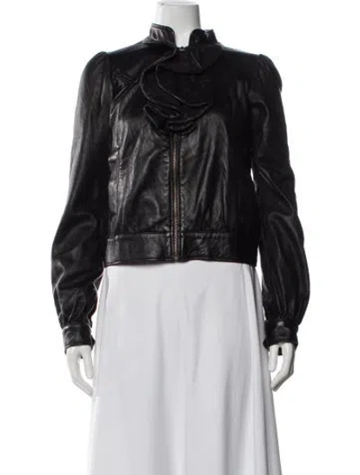 Pre-owned Mike & Chris Leather Biker Jacket In Black