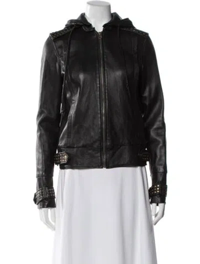 Pre-owned Mike & Chris Leather Biker Jacket In Black