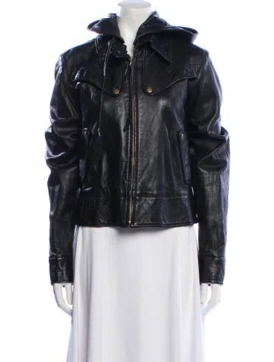 Pre-owned Mike & Chris Leather Biker Jacket In Blue